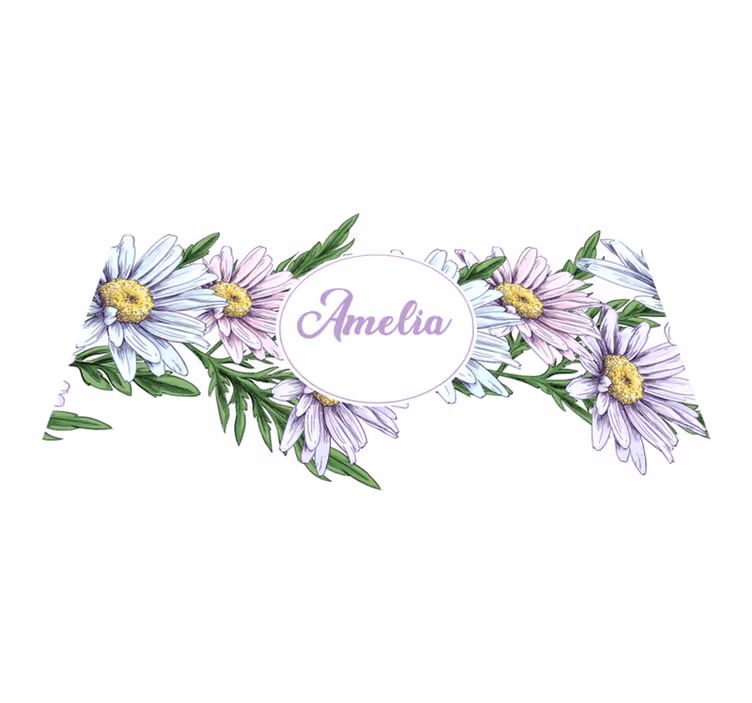 Floral vinyl rug daisy design with name - TenStickers