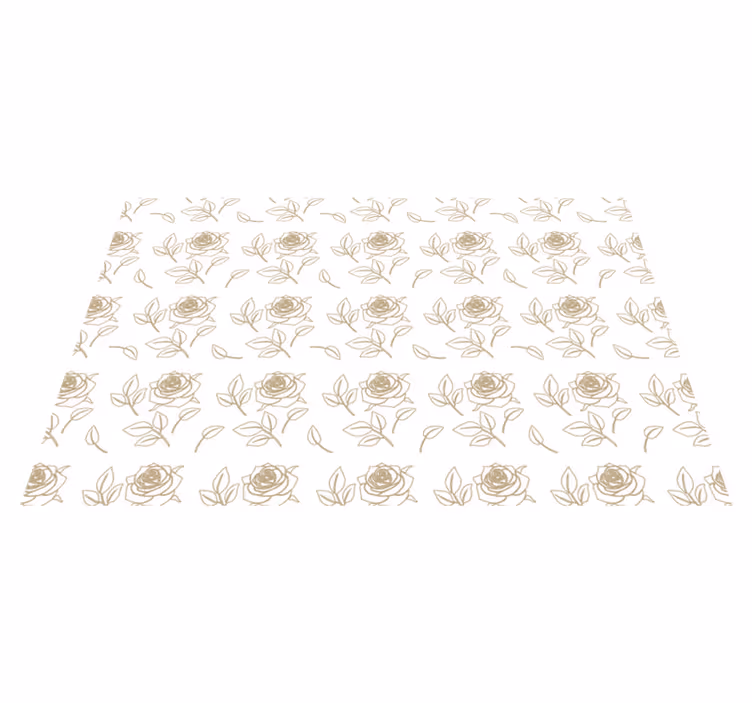 Floral vinyl rug with detailed rose pattern on beige - TenStickers