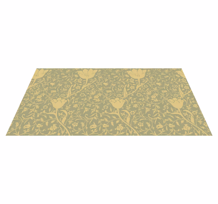 Floral vinyl rug in gold and green design - TenStickers