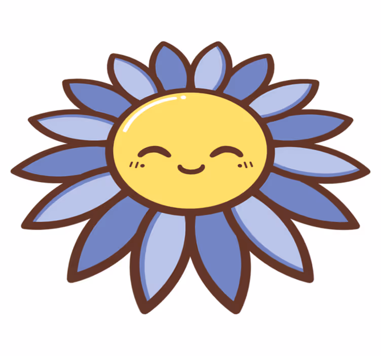 Floral vinyl rug silhouette of a happy purple flower - TenStickers