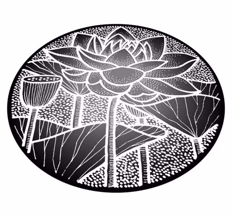 Floral vinyl rug lotus flower traditional design - TenStickers