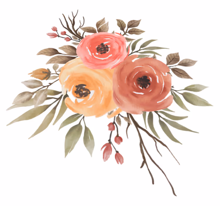 Floral vinyl rug with dried rose illustration - TenStickers