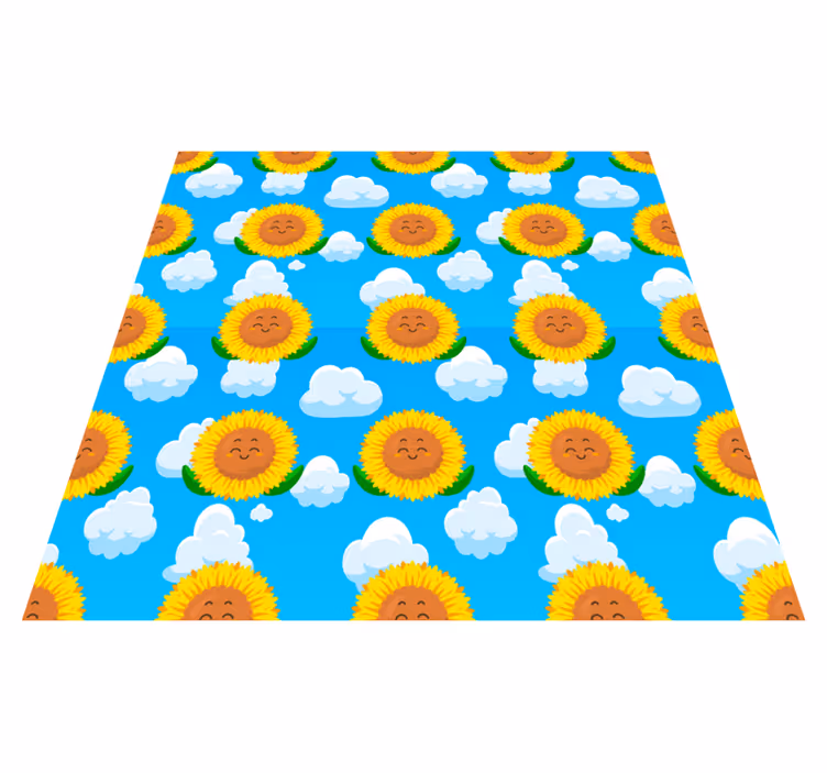 Floral vinyl rug with cheerful yellow flower design - TenStickers