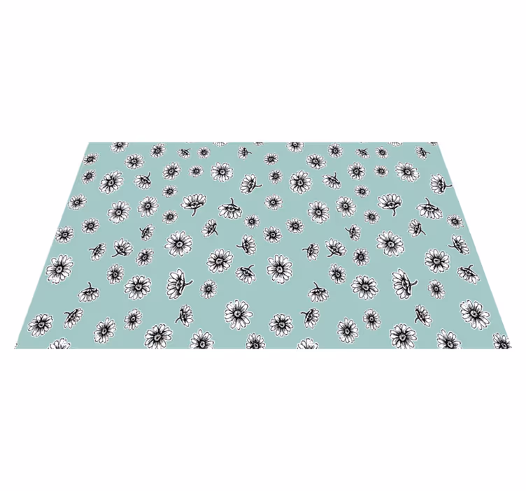 Floral vinyl rug with a cute white chamomile pattern - TenStickers