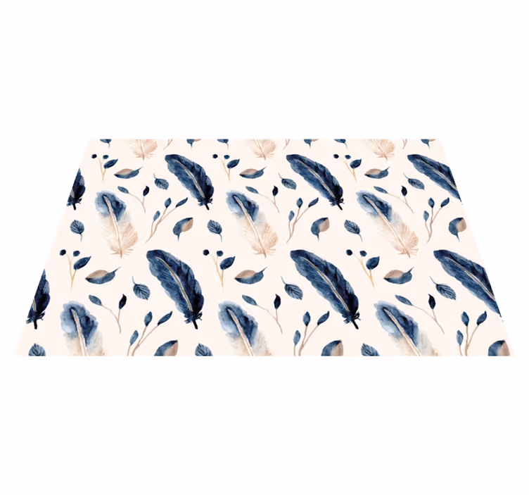 Flying leaves and feathers floral vinyl rug - TenStickers