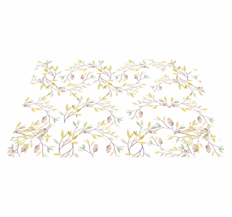 Floral vinyl rug with original watercolor green leaves - TenStickers