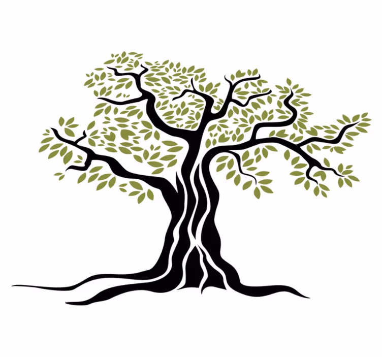 Floral vinyl rug featuring black olive tree design - TenStickers