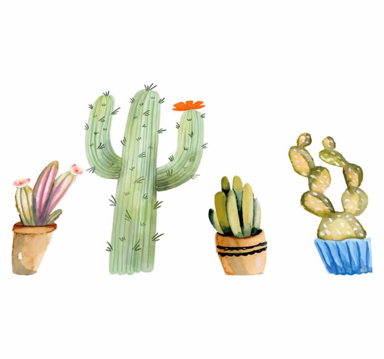 Dining room vinyl rug set with assorted cacti - TenStickers