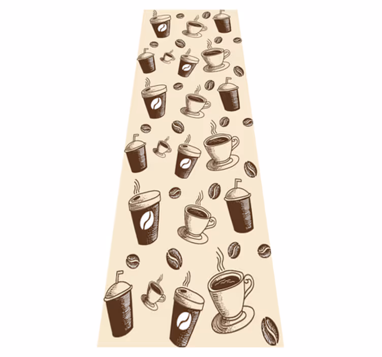 Kitchen vinyl rug with coffee mug bean pattern - TenStickers
