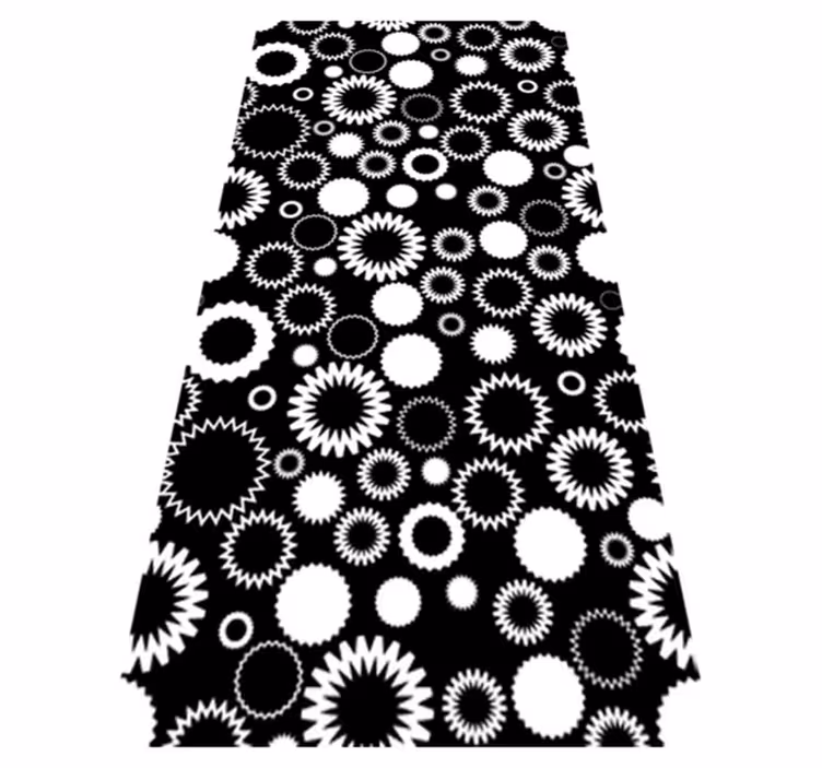 Black and white sunflowers bathroom vinyl rug - TenStickers