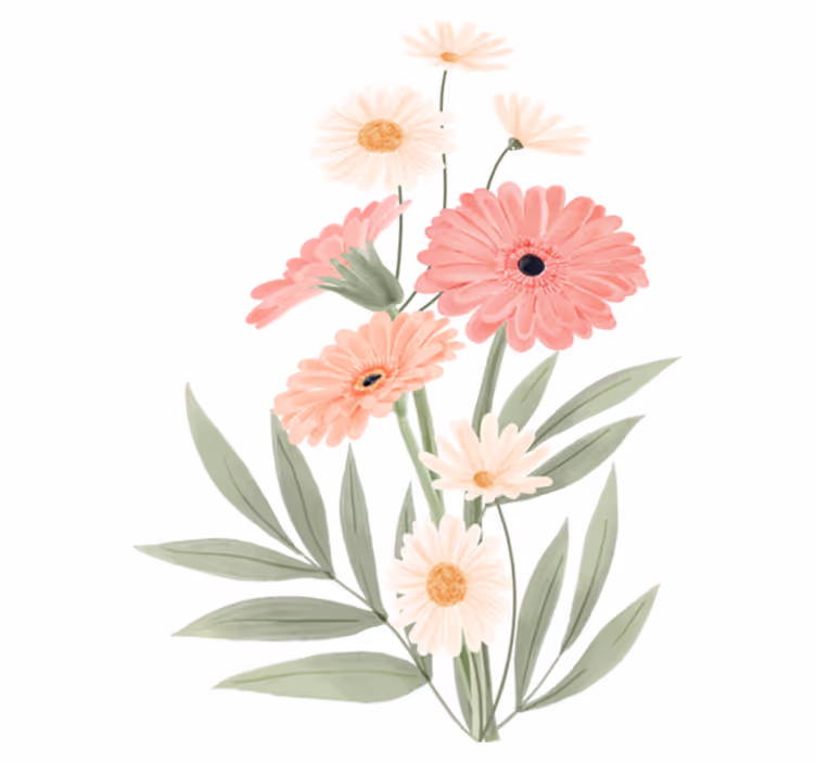 Bathroom vinyl rug with pink daisies design - TenStickers