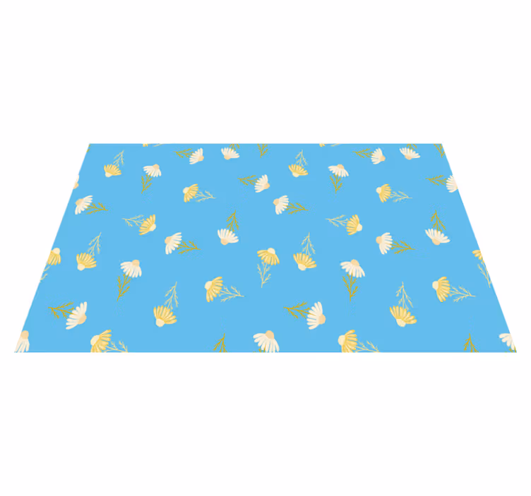 Floral vinyl rug daisy pattern on blue background - TenStickers