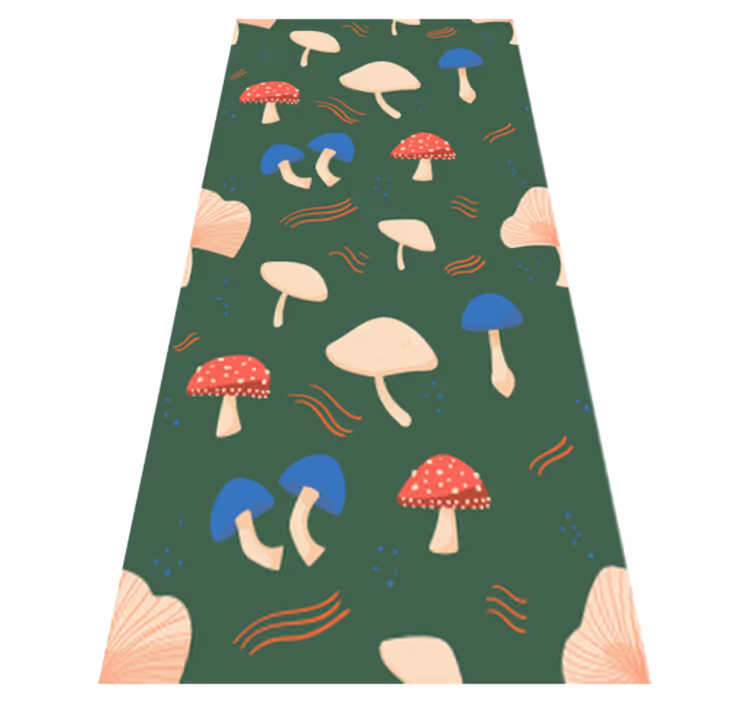 Floral vinyl rug with red and white mushrooms - TenStickers
