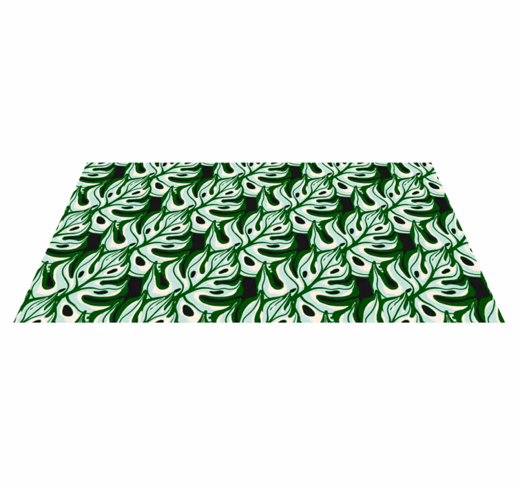 Floral vinyl rug with bold black and green flora - TenStickers
