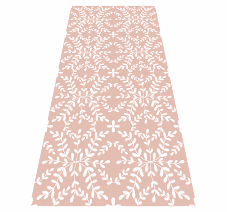 Floral vinyl rug with vintage leaf design - TenStickers