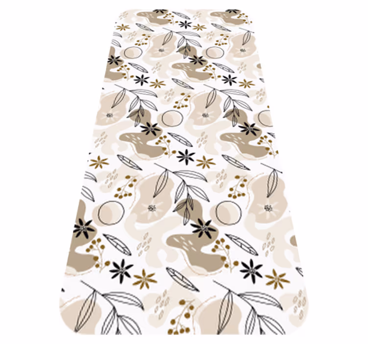 Floral vinyl rug with stylish pink and beige leaves - TenStickers