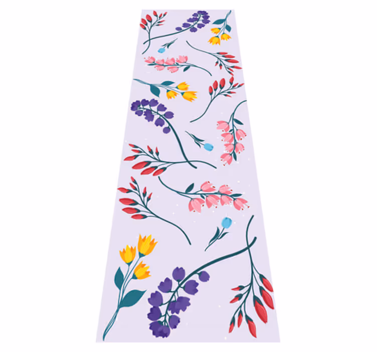 Floral vinyl rug with minimalistic garden flowers - TenStickers