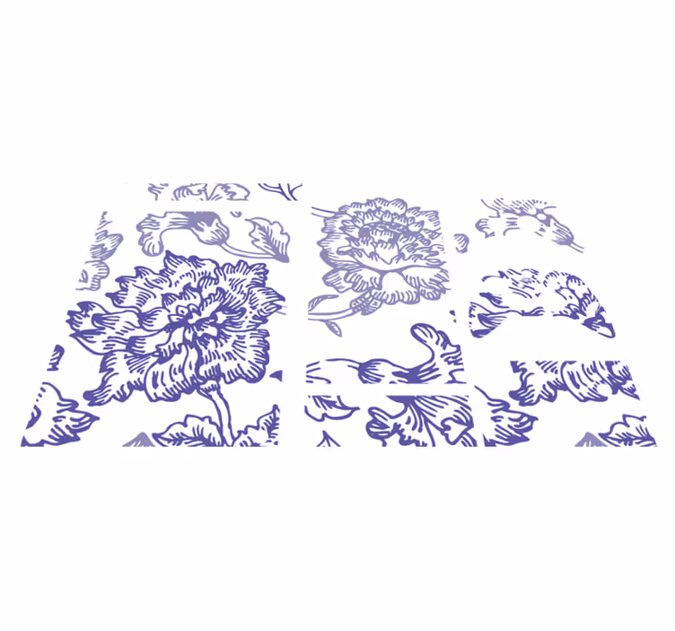 Floral vinyl rug in soft purple floral pattern - TenStickers