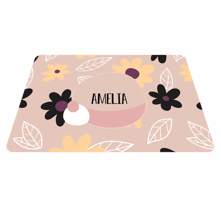 Floral vinyl rug with vibrant flowers on beige - TenStickers