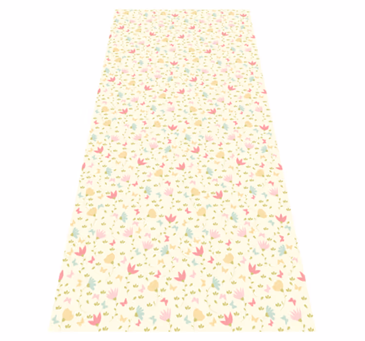 Floral vinyl rug with blossoms and butterflies - TenStickers