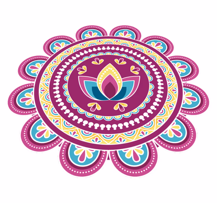 Floral vinyl rug colorful lotus mandala - TenStickers