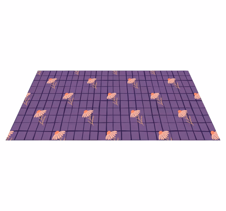 Floral vinyl rug in purple floral motif - TenStickers