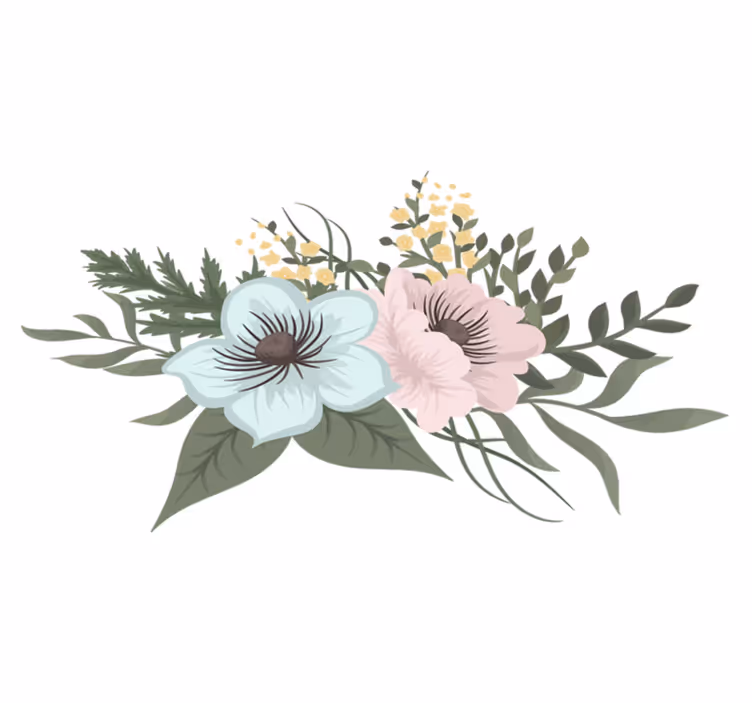 Floral vinyl rug botanical ensemble arrangement - TenStickers