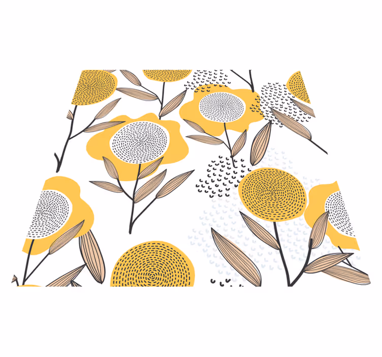 Flower rug with yellow abstract floral pattern - TenStickers