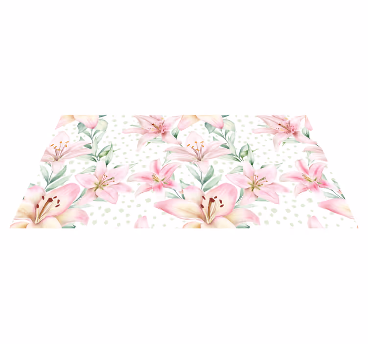 Flower rug with elegant lily patterns - TenStickers
