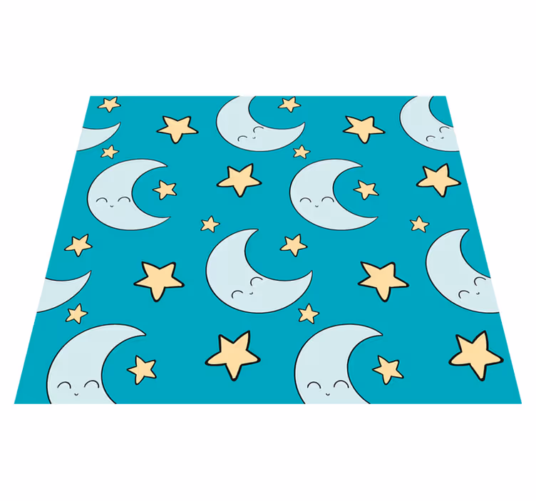 Star vinyl rug with cheerful blue moons - TenStickers