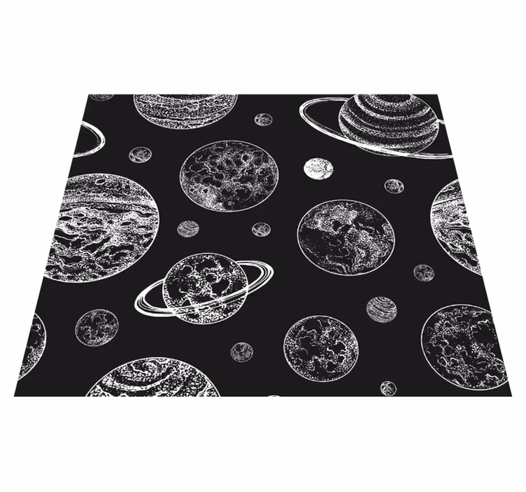 Star vinyl rug in monochrome galaxy design - TenStickers