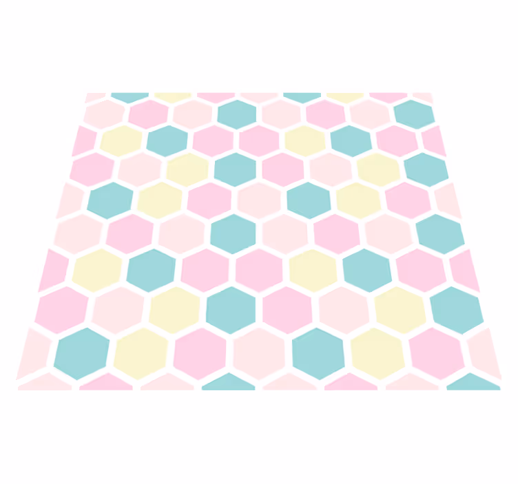 Geometric vinyl rug with geometric pattern and pastel colors - TenStickers
