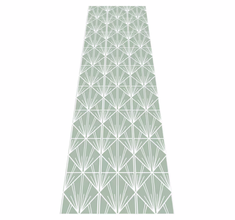 Geometric vinyl rug in modern green and white pattern - TenStickers