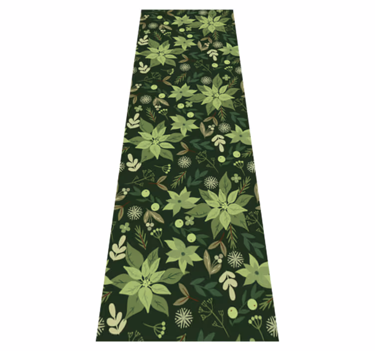 Christmas vinyl rug green floral christmas decor - TenStickers