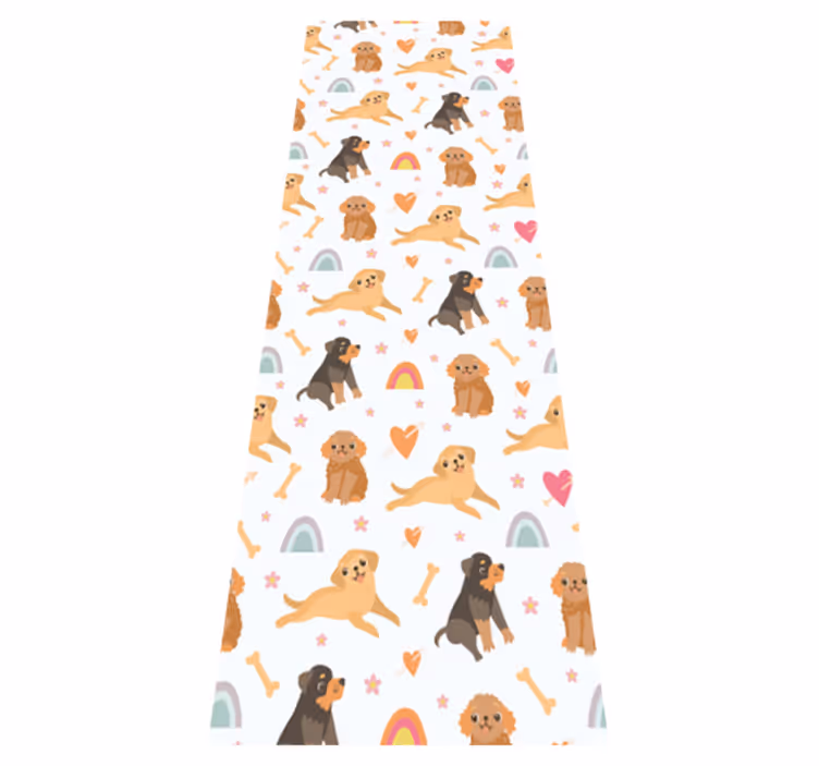 Bedroom vinyl rug with cute dog and rainbow pattern - TenStickers