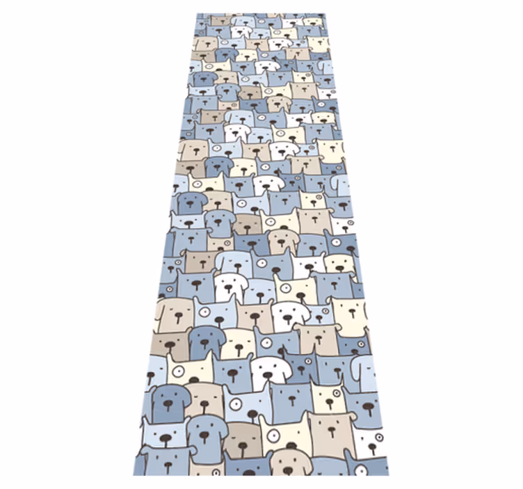 Bedroom vinyl rug with gray sketched dogs - TenStickers