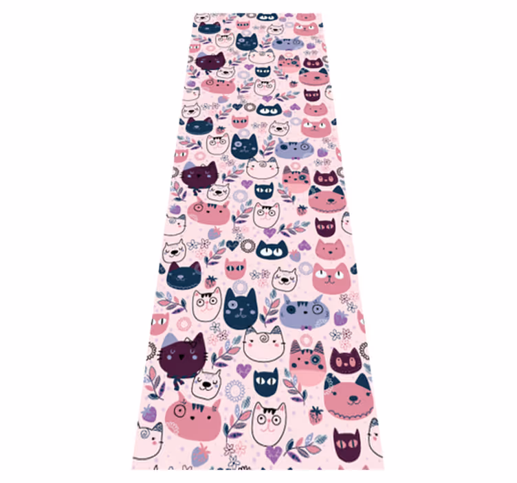 Pink cats fashion pattern bedroom vinyl rug - TenStickers