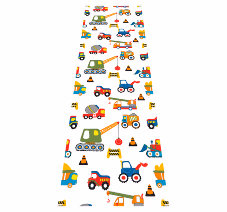 Bedroom vinyl rug cute design diggers at work - TenStickers