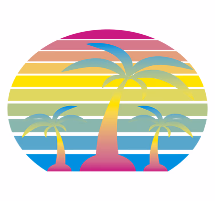 Nature vinyl rug 80s vintage sunset design - TenStickers