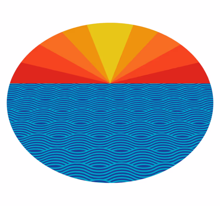 Nature vinyl rug retro sea sunset - TenStickers