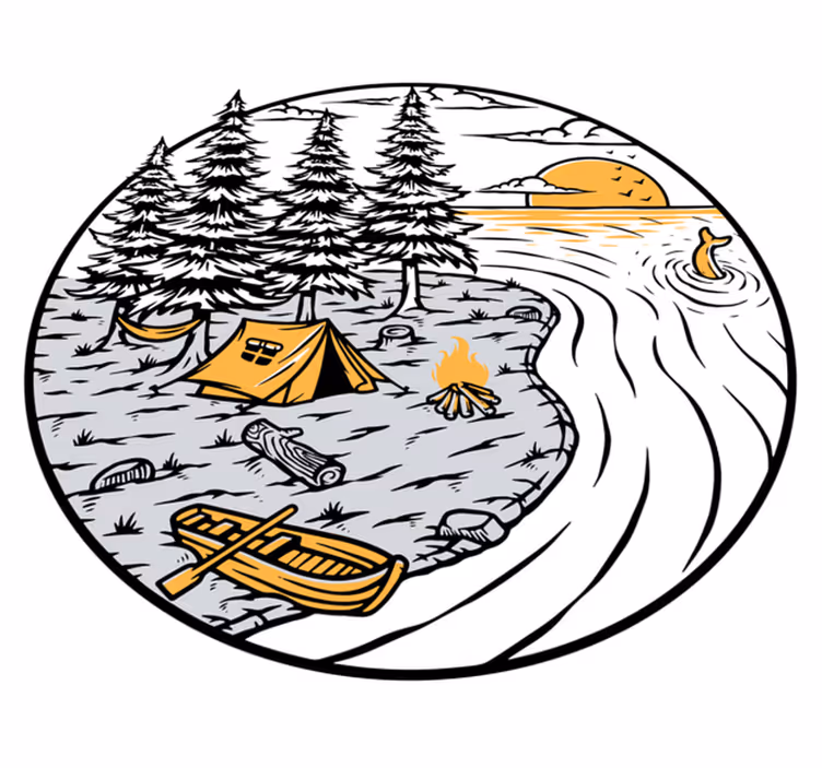 Nature vinyl rug motorhome yellow scenery badge - TenStickers