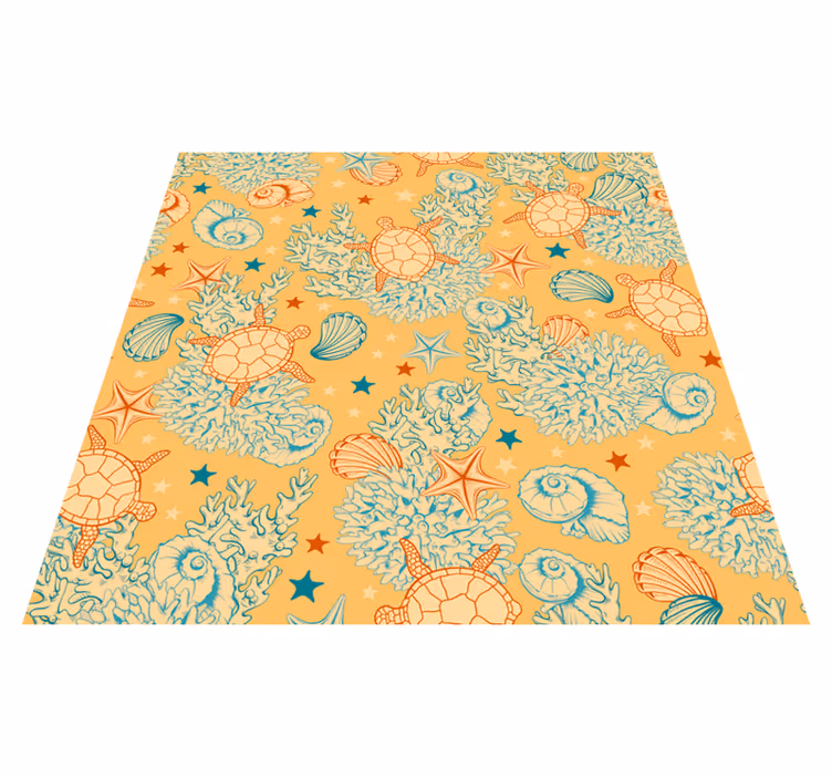 Nature vinyl rug featuring coral and marine life - TenStickers