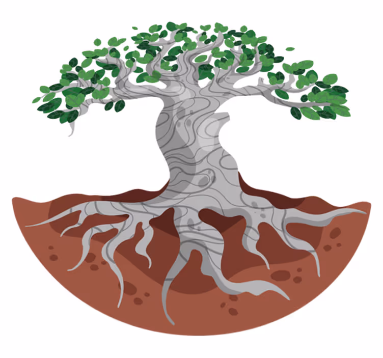 Nature vinyl rug with stylized tree roots - TenStickers