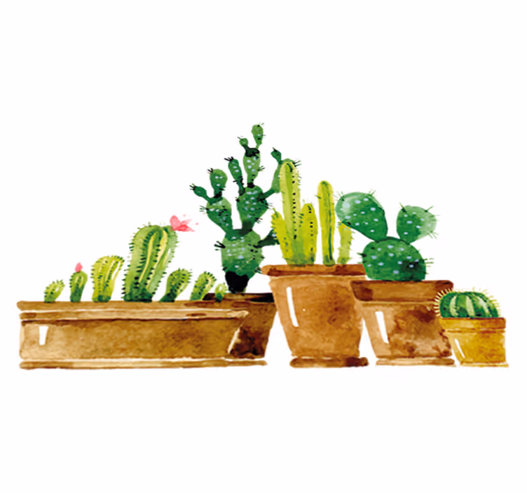 Floral vinyl rug with homemade cactus garden design - TenStickers