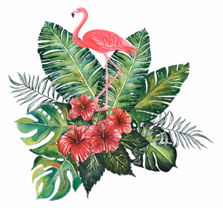 Floral vinyl rug big tropical flamingo - TenStickers