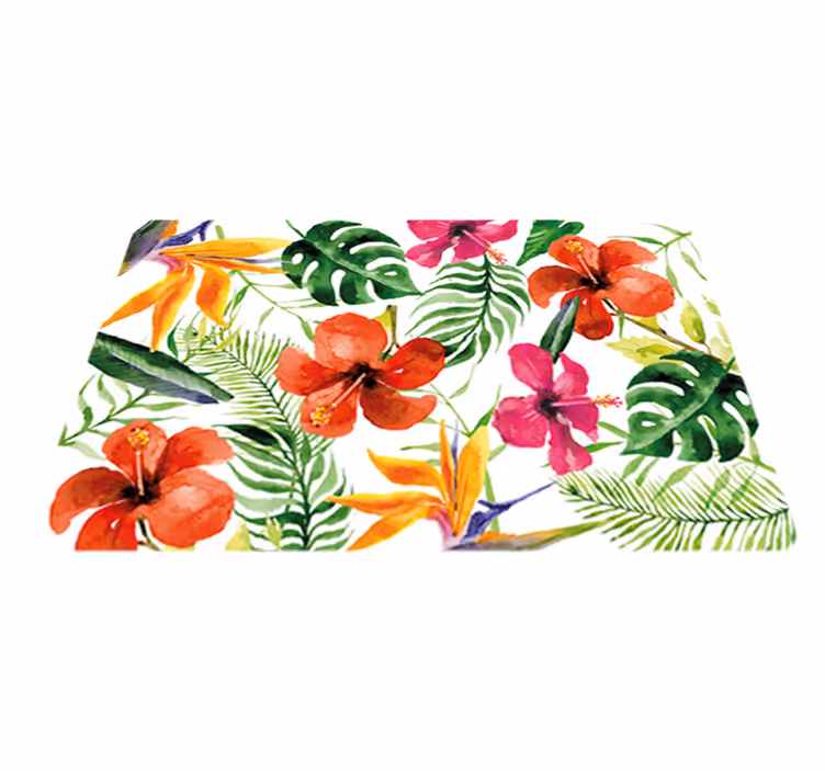 Floral vinyl rug portable monstera deliciosa stickers - TenStickers