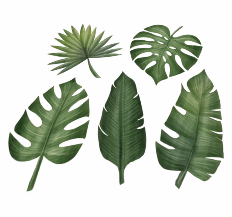 Floral vinyl rug with large green leaves - TenStickers