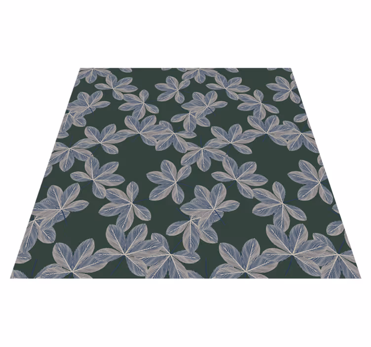 Floral vinyl rug with dark leaves design - TenStickers