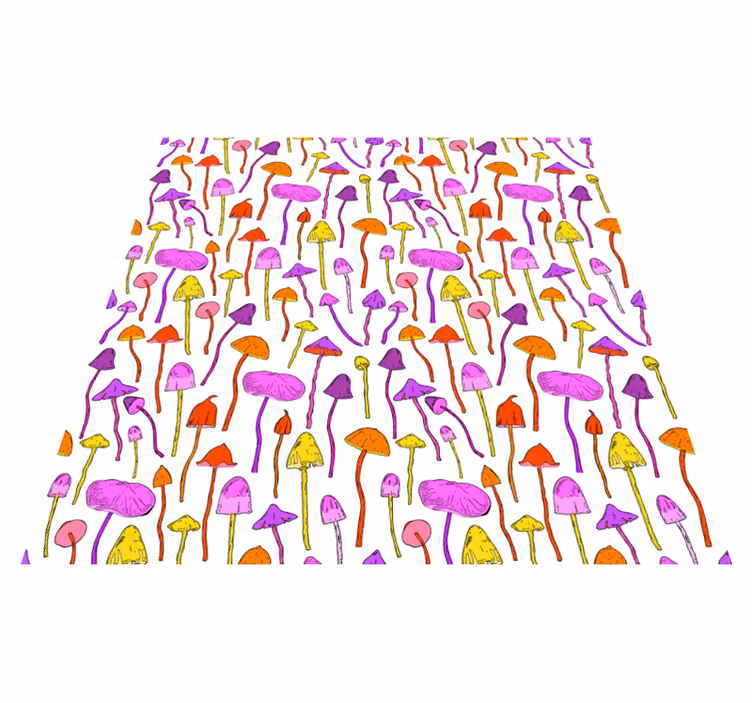 Floral vinyl rug with psychedelic mushroom pattern - TenStickers