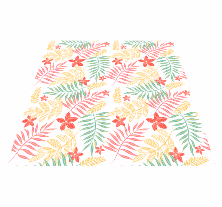 Floral vinyl rug with neon leaves design - TenStickers